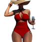 👙LAST DAY SALE 50% OFF🌊Criss Cross Halter Neck High Waisted One-Piece Swimsuit