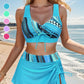 👙LAST DAY SALE 50% OFF🌊Women's V-Neck Drawstring Printed Three-Piece Swimsuit