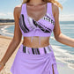👙LAST DAY SALE 50% OFF🌊Women's V-Neck Drawstring Printed Three-Piece Swimsuit