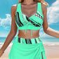👙LAST DAY SALE 50% OFF🌊Women's V-Neck Drawstring Printed Three-Piece Swimsuit