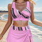 👙LAST DAY SALE 50% OFF🌊Women's V-Neck Drawstring Printed Three-Piece Swimsuit