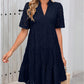Women's V-Neck A-Line Cutout Printed Dress