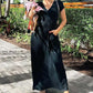 Women's Printed V-Neck Short-Sleeve Dress with Pockets