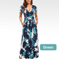 Women's Printed V-Neck Short-Sleeve Dress with Pockets