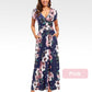 Women's Printed V-Neck Short-Sleeve Dress with Pockets