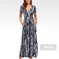 Women's Printed V-Neck Short-Sleeve Dress with Pockets