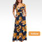 Women's Printed V-Neck Short-Sleeve Dress with Pockets