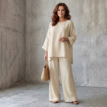⏳LAST DAY SALE ONLY ￡17.99!!💕✨ Women’s Linen-Blend 2-Piece Set – Effortless Autumn Style & Everyday Comfort