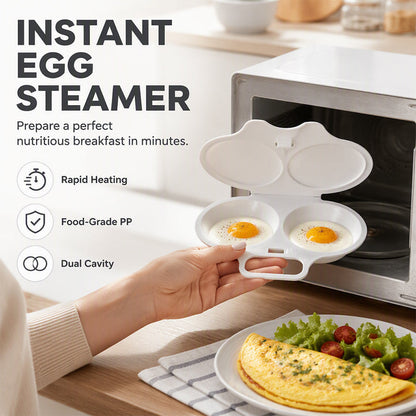 ⏰Last Day Special Price ￡6.99!!⏰🔥Microwave Egg Poacher – Dual-Cavity Steamer, Rapid Heating, Non-Stick PP – Ideal for Home, Office & Travel! 🔥