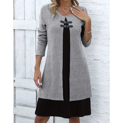 💗LAST DAY SALE 60% OFF⚡50K+ SOLD💕Women's Casual Ribbed Knit Long Sleeve Dress
