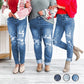 ⏳Time-Limited Special Price - save 59%⏰Women's Tummy Control Distressed Cuffed Boyfriend Jeans