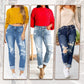 ⏳Time-Limited Special Price - save 59%⏰Women's Tummy Control Distressed Cuffed Boyfriend Jeans
