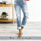 ⏳Time-Limited Special Price - save 59%⏰Women's Tummy Control Distressed Cuffed Boyfriend Jeans